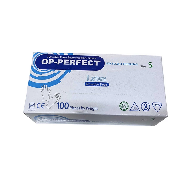 دستکش لاتکس حریر مدل OP-PERFECT سایز S اسمال ده بسته 100 عددی