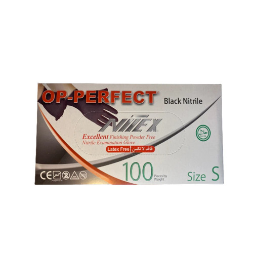 دستکش نیتریل مشکی OP-PERFECT سایز s اسمال بسته 100 عددی