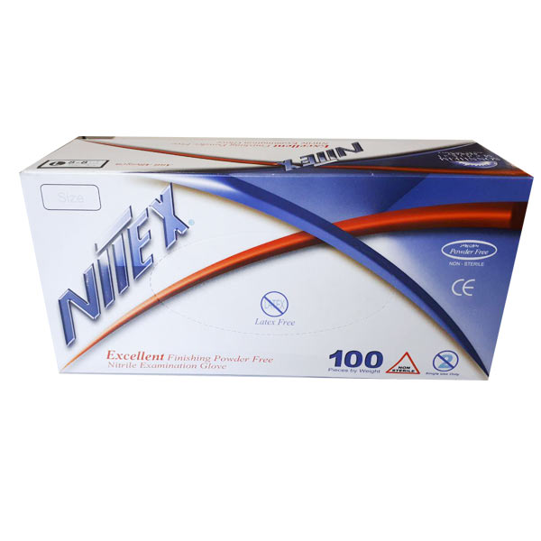 دستکش نیتریل آبی NITEX برند حریر سایز S اسمال بسته 100 عددی